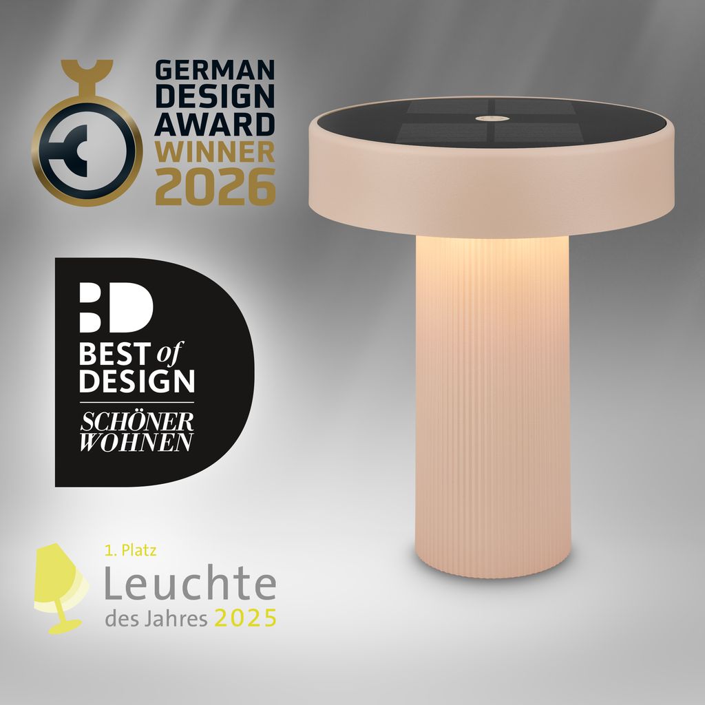 Poga Tischlampe - 1W, 150lm, Kabellos, LED, Dimmbar, Solar, Beige