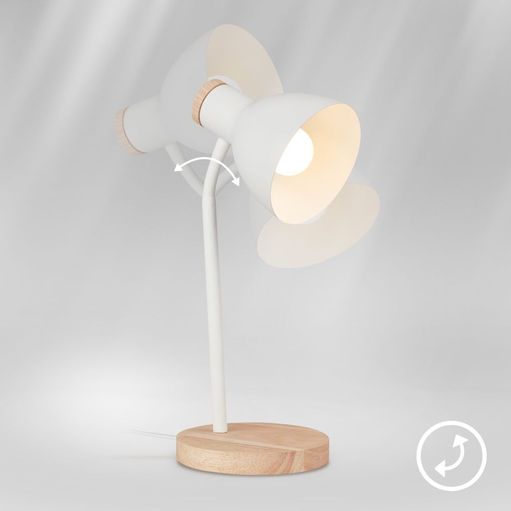Prep Tischlampe - mit Schalter, E14 Fassung, max. 10W, Weiß-Holz