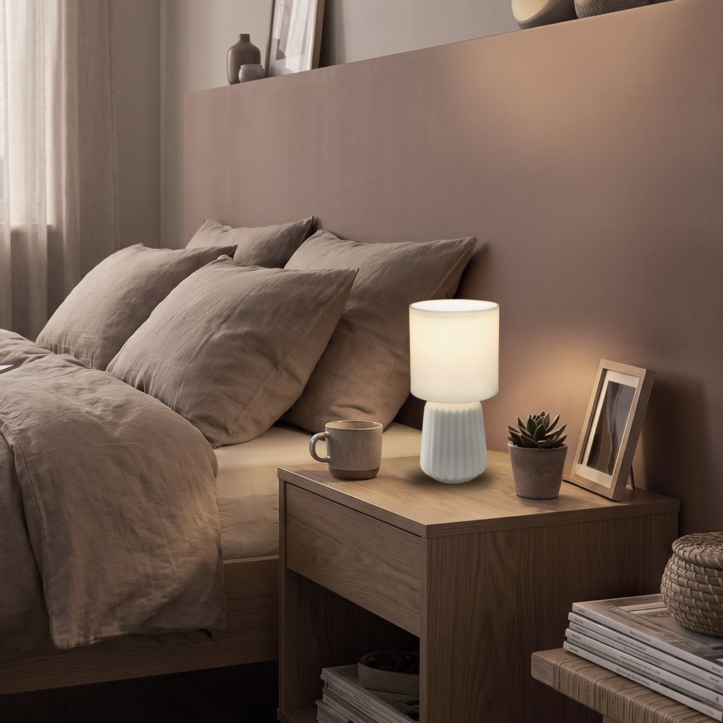 Dora Tischlampe - mit Schalter, Keramik, E14 Fassung, Weiß