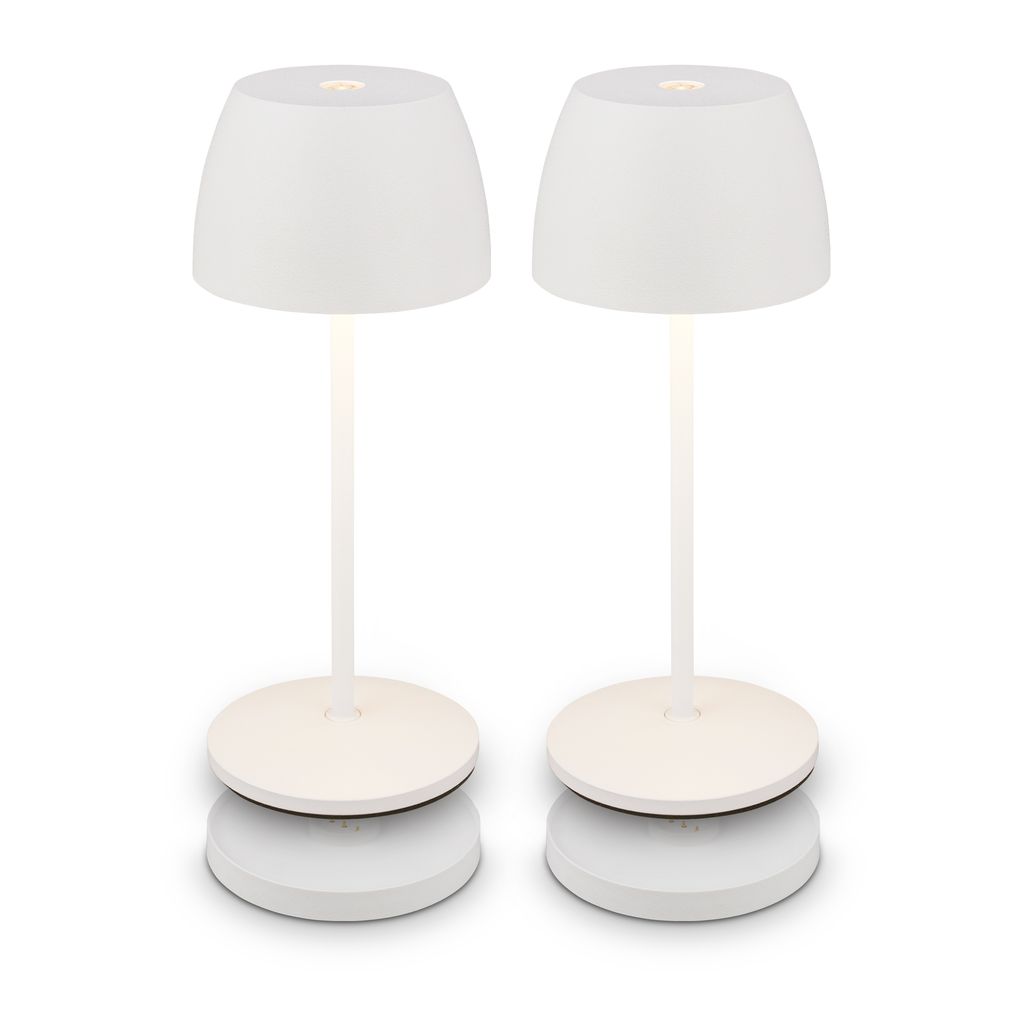 Briloner Serina Mini LED Tischlampe kabellos IP44, Dimmbar, Ladestation, Weiß