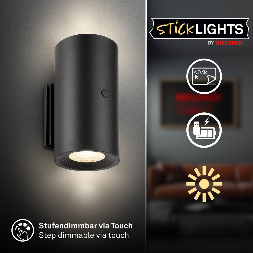 LED Wandleuchte Wandlampe ohne Stromanschluss Bewegungsmelder Akku ohne Bohren 3