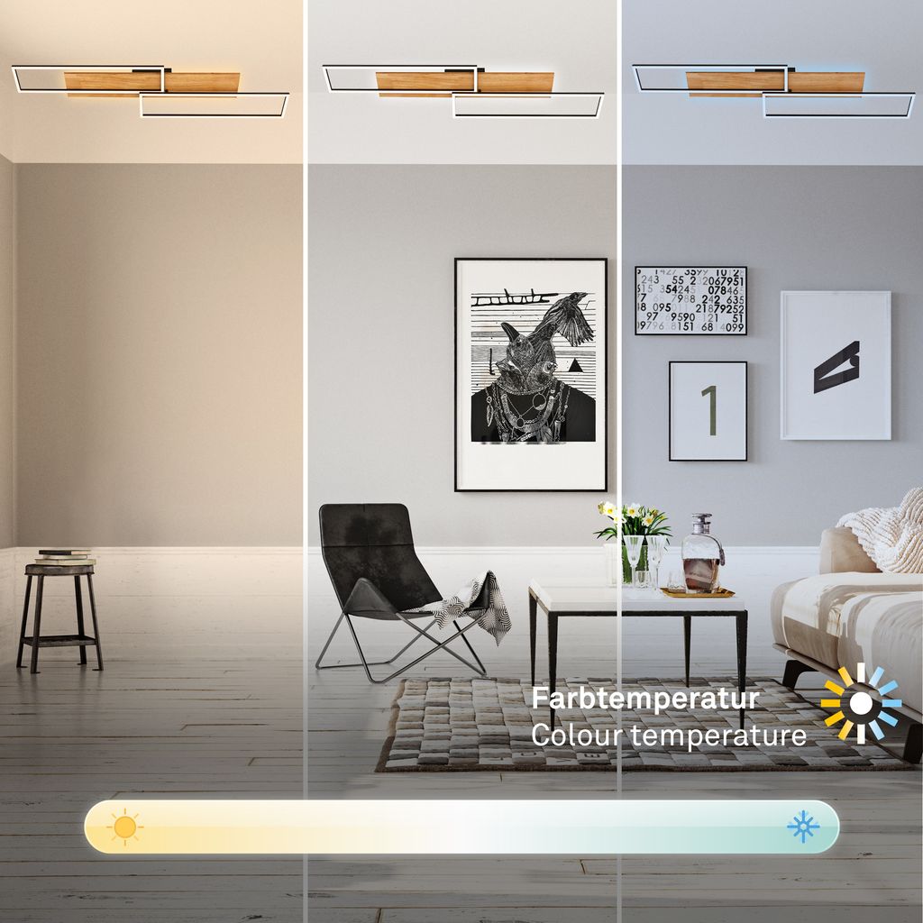 Cornice LED Deckenlampe, Dimmbar, 2 Frames, 4100lm, 38W, CCT Funktion, Fernbedienung, Schwarz