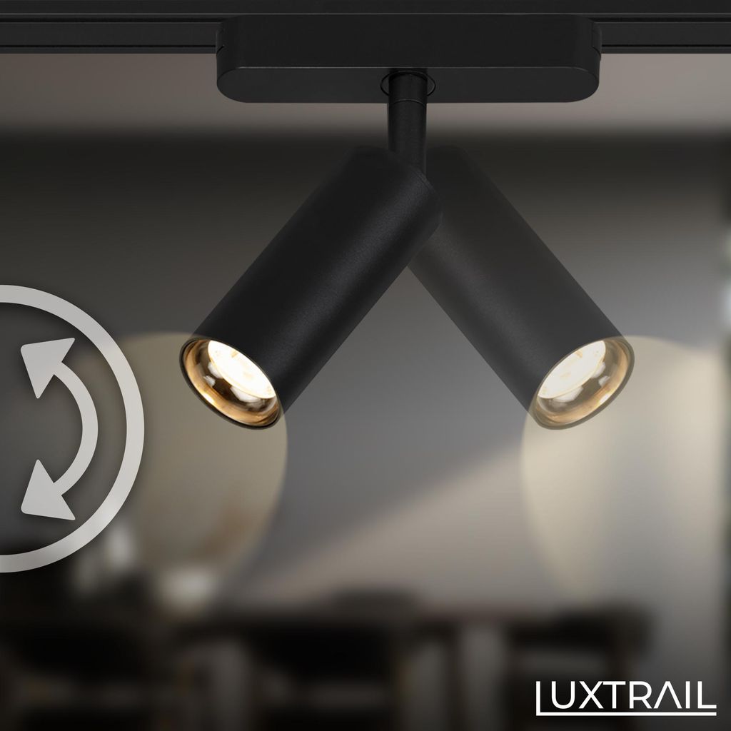 Briloner Luxtrail Schienensystem. Komplettset. 6x LED Spots. 2x LED Pendel. Schwenkbar. Höhenverstellbar. Schwarz. 4 m 2
