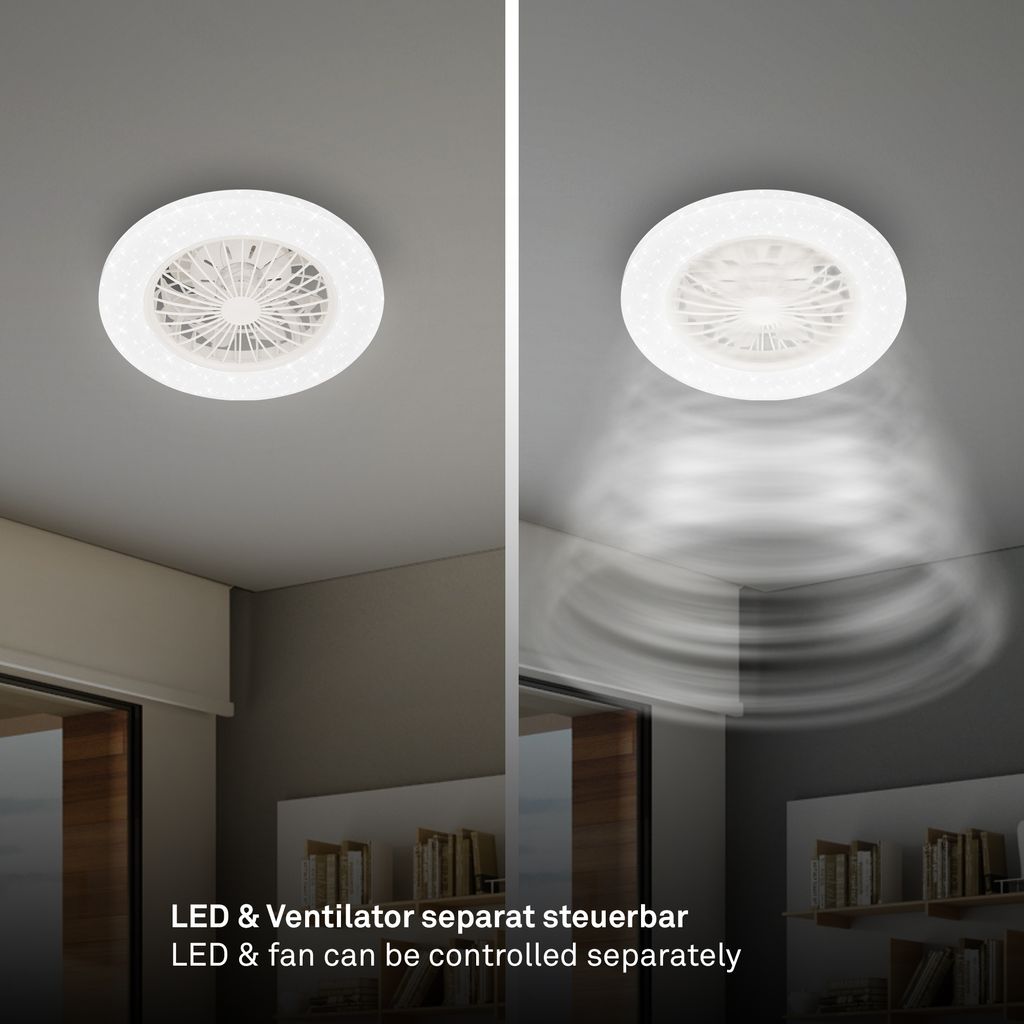 LED Deckenlampe Ventilator Deckenventilator Dimmbar Fernbedienung CCT RGB 48.5cm 8