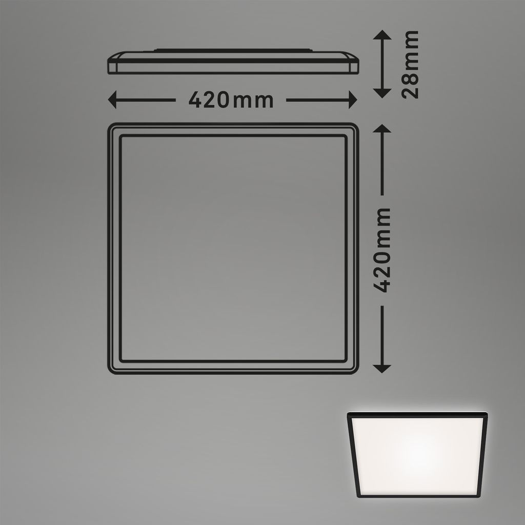 Slim LED Panel, backlight, flat, square form, 22W, 3000lm, black