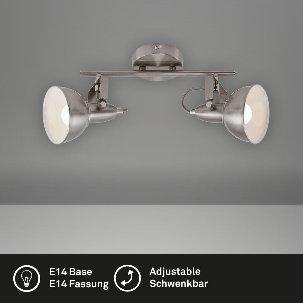 Deckenlampe Spots 2xE14 dreh-&schwenkbar 40W Metall Satin-Weiß Briloner 2