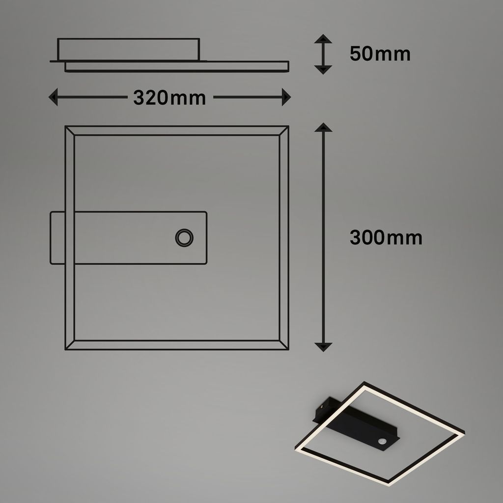 Sensor Timer Deckenleuchte, 32 cm, 14W, 400lm, schwarz