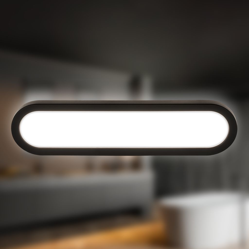 Pil Spiegelleuchte - 10W, 1200lm, LED, Backlight, 35cm, Neutralweiß, Schwarz