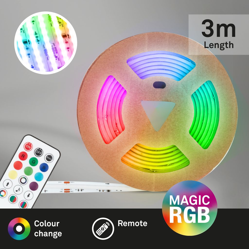 COB LED Stripe 3m RGB Leiste Lichtband Fernbedienung Selbstklebend Kürzbar Deko 9
