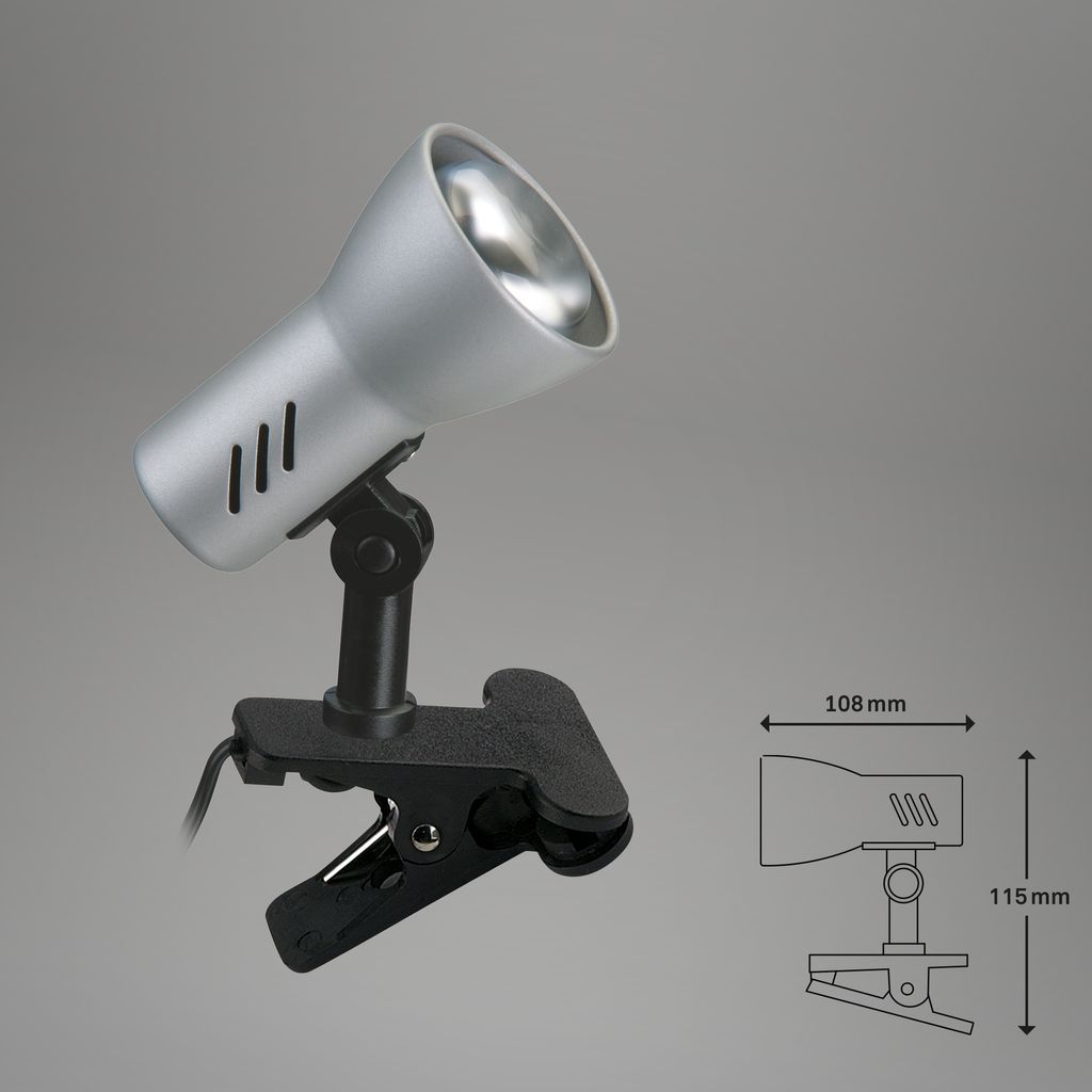 Klemmleuchte 11,5 cm 1x exkl E14 40W titan
