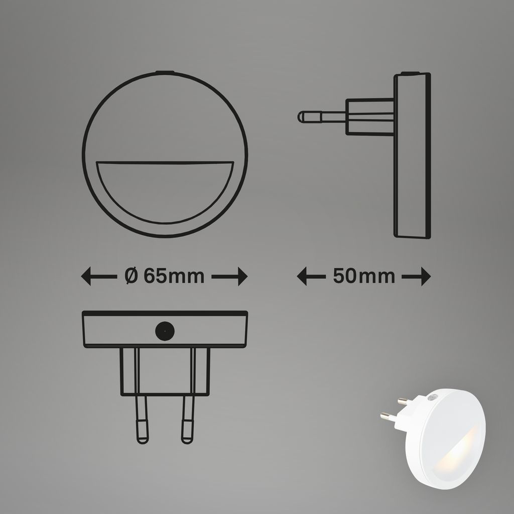 Luce spina sensore a LED, 6,5 cm, 30lm, bianco