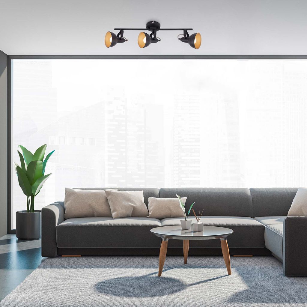 Deckenleuchte Spotlampe Schwenkbar Retro 3xE14 40W schwarz-gold Metall Briloner 3