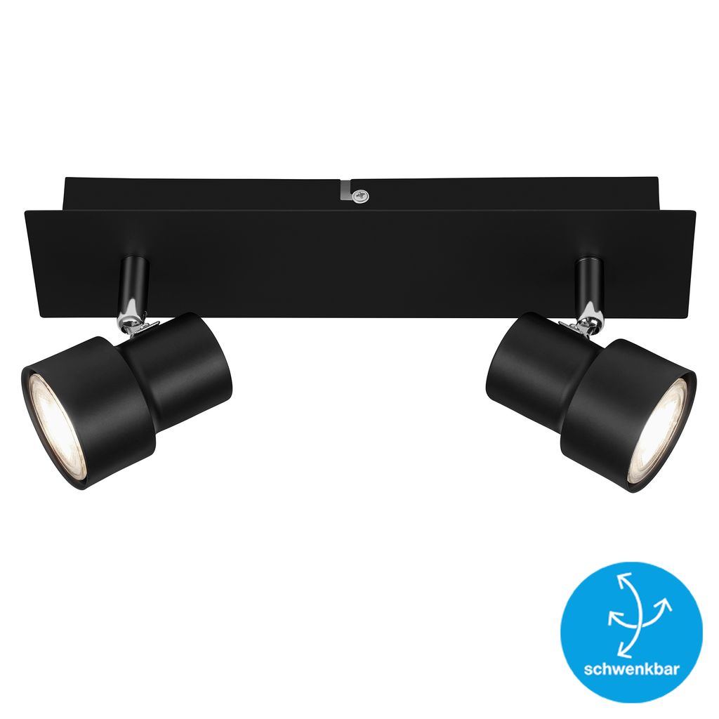 LED Deckenstrahler ? Spots dreh- / schwenkbar, 2 x 5W, Warmweiß, GU10, Schwarz