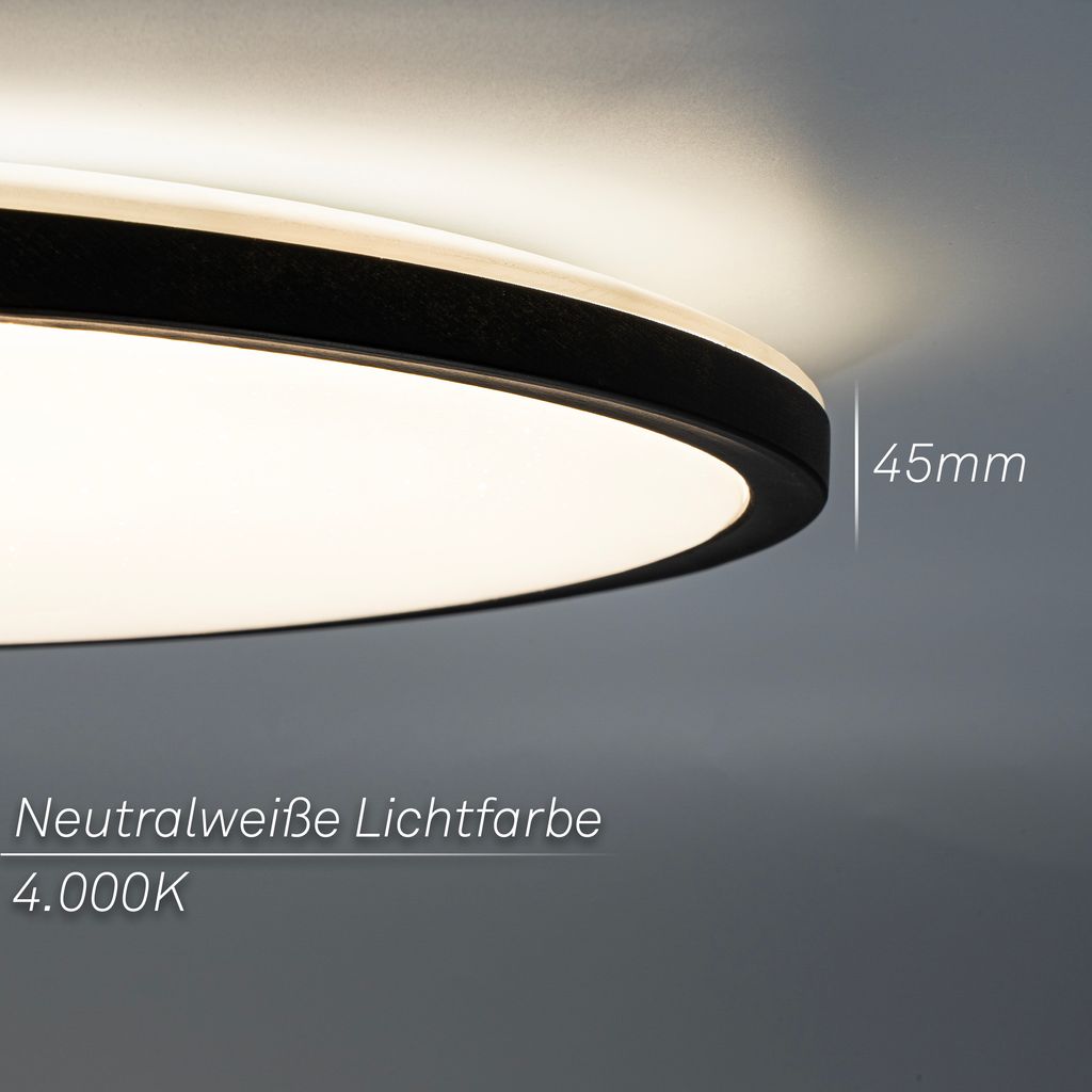 Slim LED Panel Ø37,5 cm - 22W, 3000lm, Sternenhimmel, Neutralweiß, Schwarz