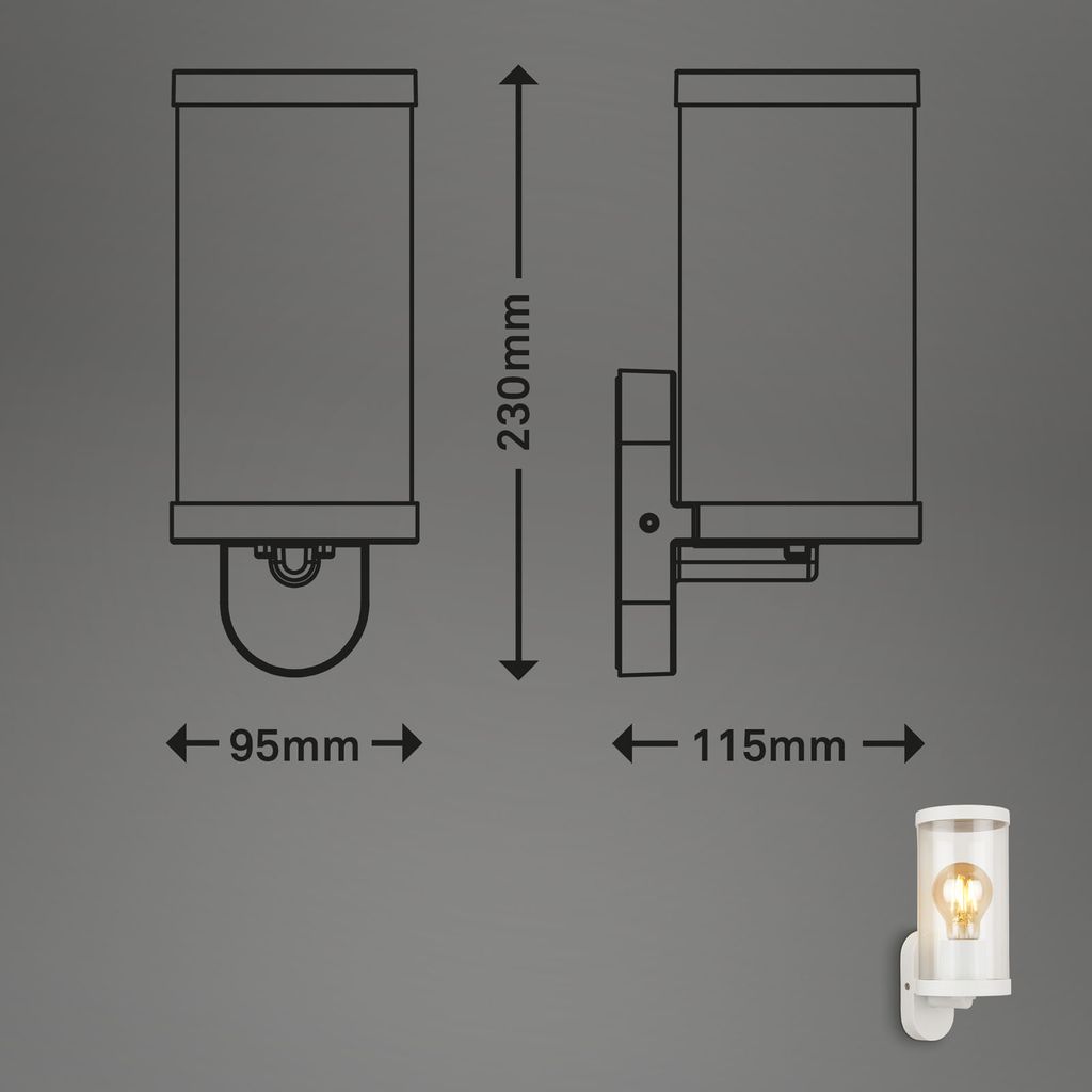 Außenleuchte, weiß, 1x E27 exkl max 12W