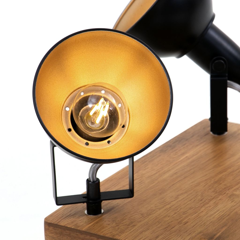 Spotleuchte dreh- & schwenkbar 4x E14 25 W Schwarz-Gold Holz Briloner 17