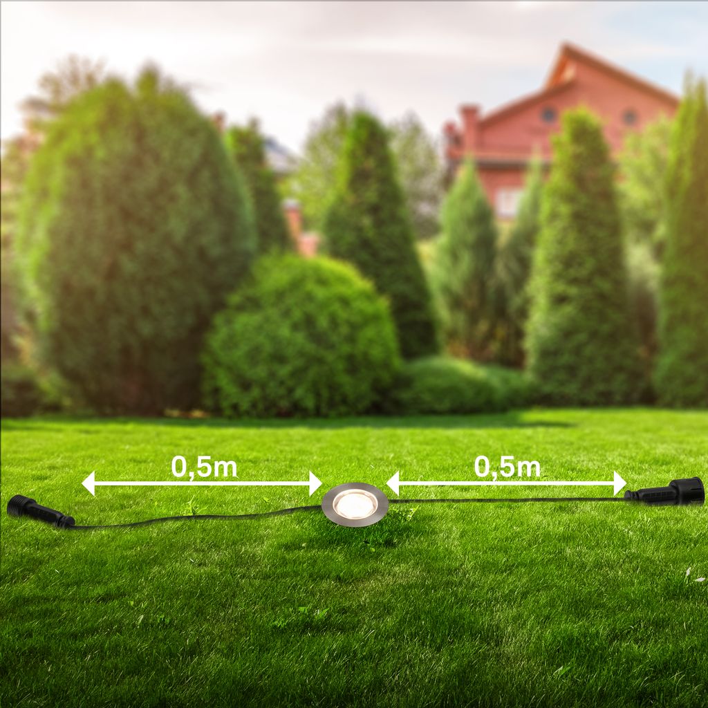 CONNECT TO SHINE Erweiterungsset Padouk mit 3er Set LED Bodeneinbaustrahler. IP67 6