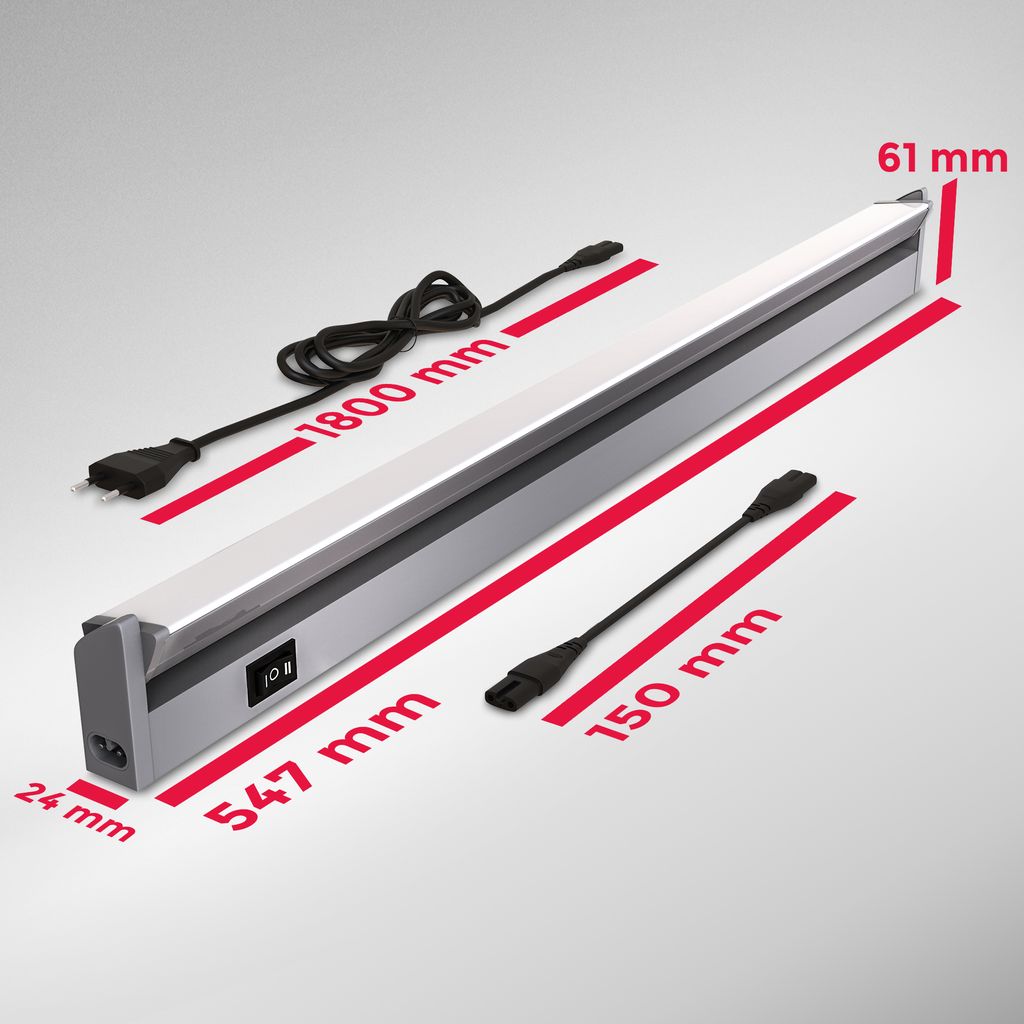 LED Unterbauleuchte - 8,5W, 1000lm, LED, Schalter, Stecker, neutralweiß, weiß