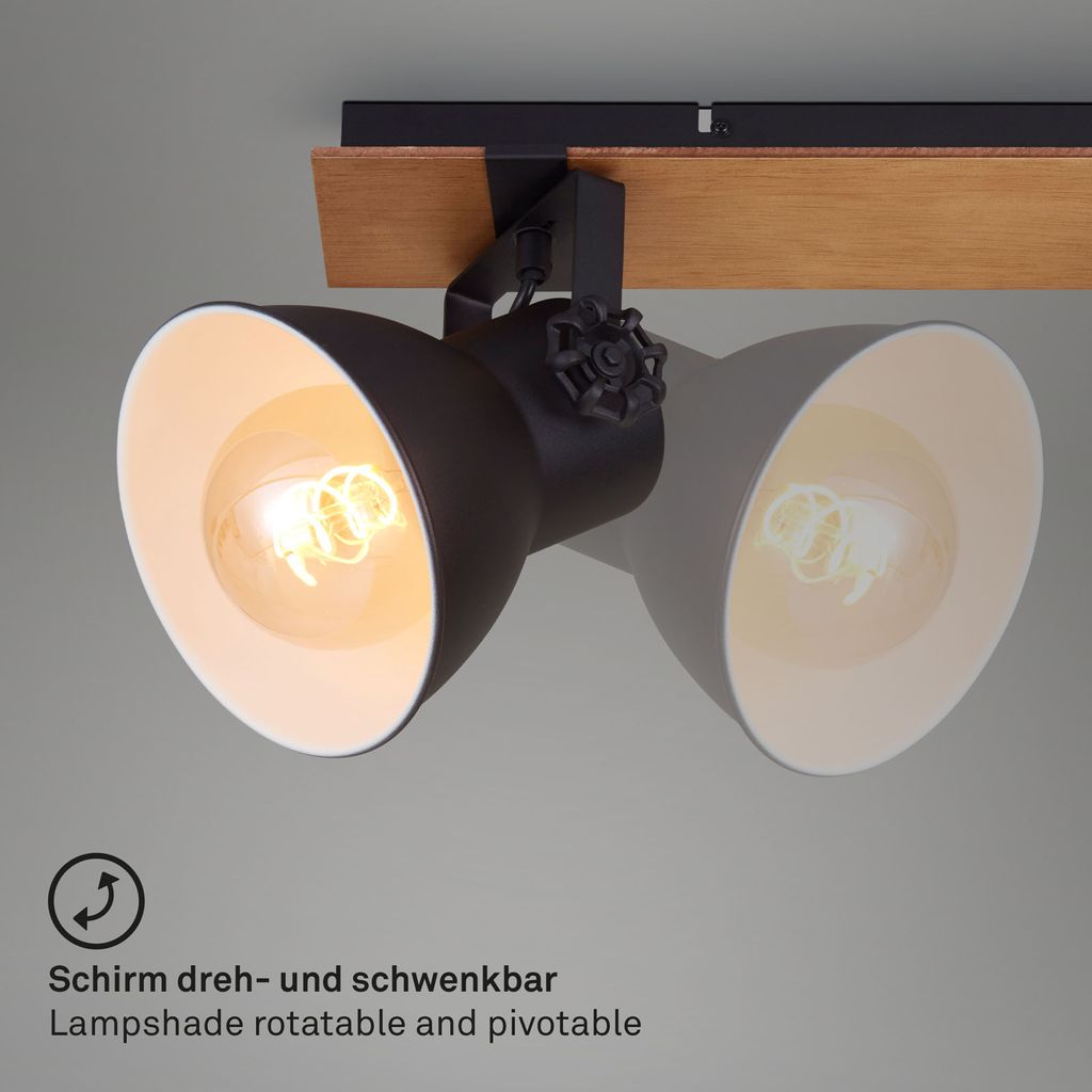 Briloner Tempa Deckenstrahler, schwenkbar, Holz, 3-flammig, Schwarz
