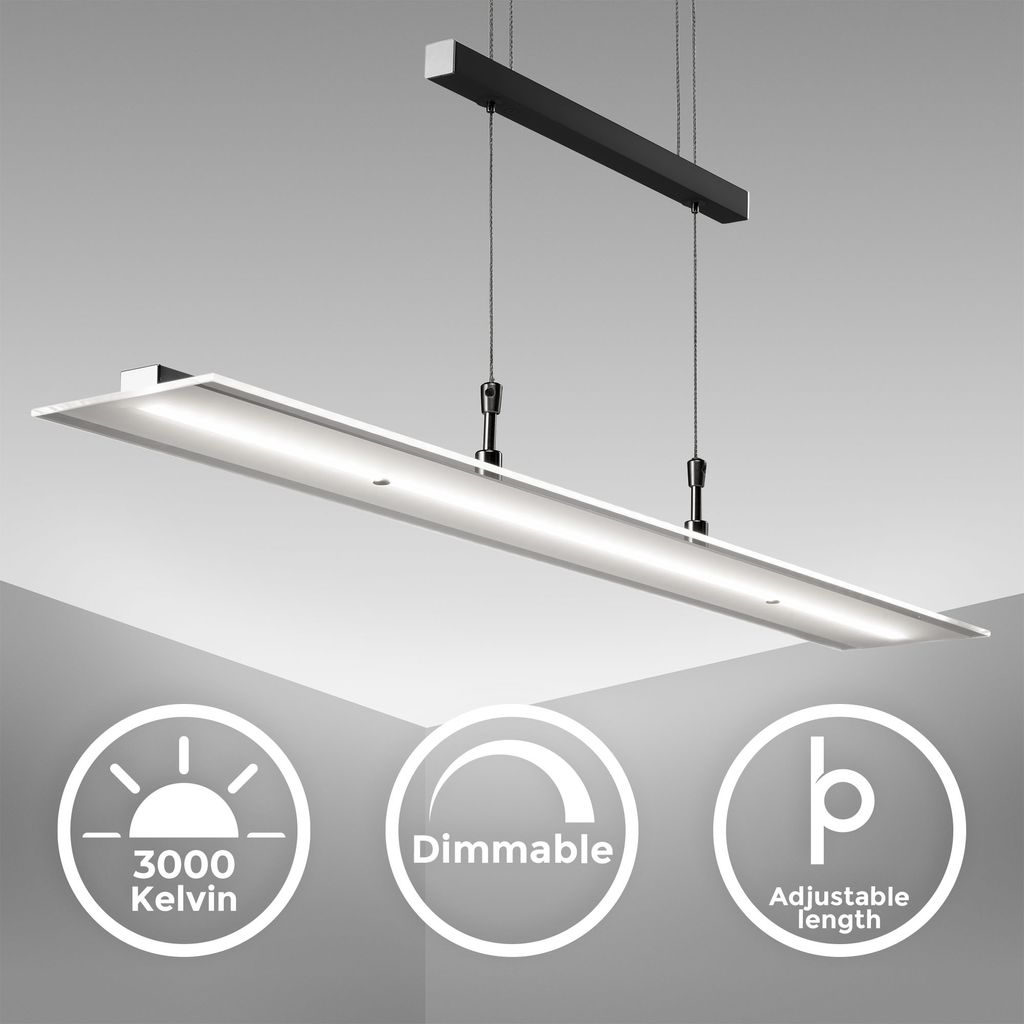 Hängelampe - 16W, 1750lm, LED, höhenverstellbar, dimmbar, warmweiß, schwarz
