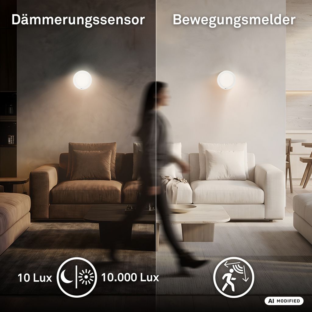 Edda Wandlampe Ø19 cm - 4W, 300lm, Akku, LED, Dimmbar, CCT, Fernbedienung, Weiß