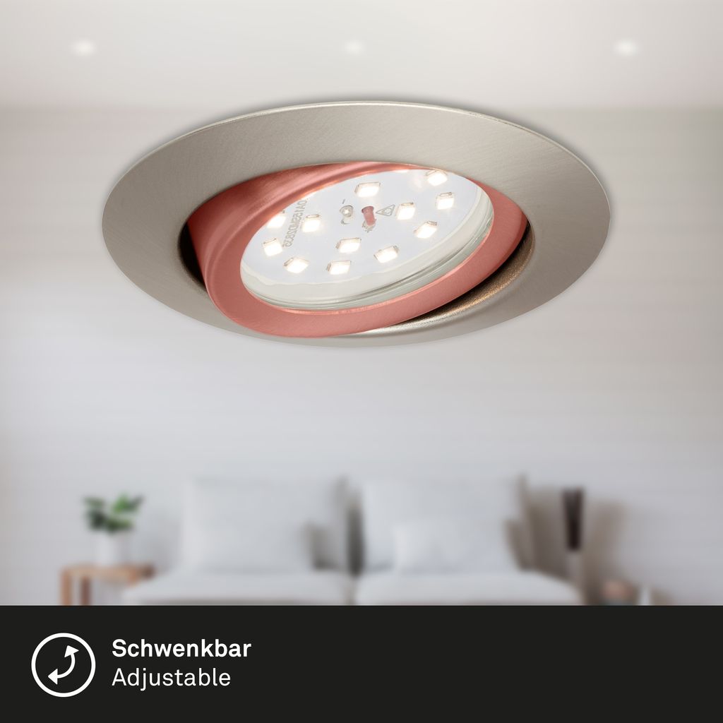 3er Set LED Einbauleuchte. Ø 8.2 cm. 3.5 W. Matt-Nickel. Briloner Leuchten 4