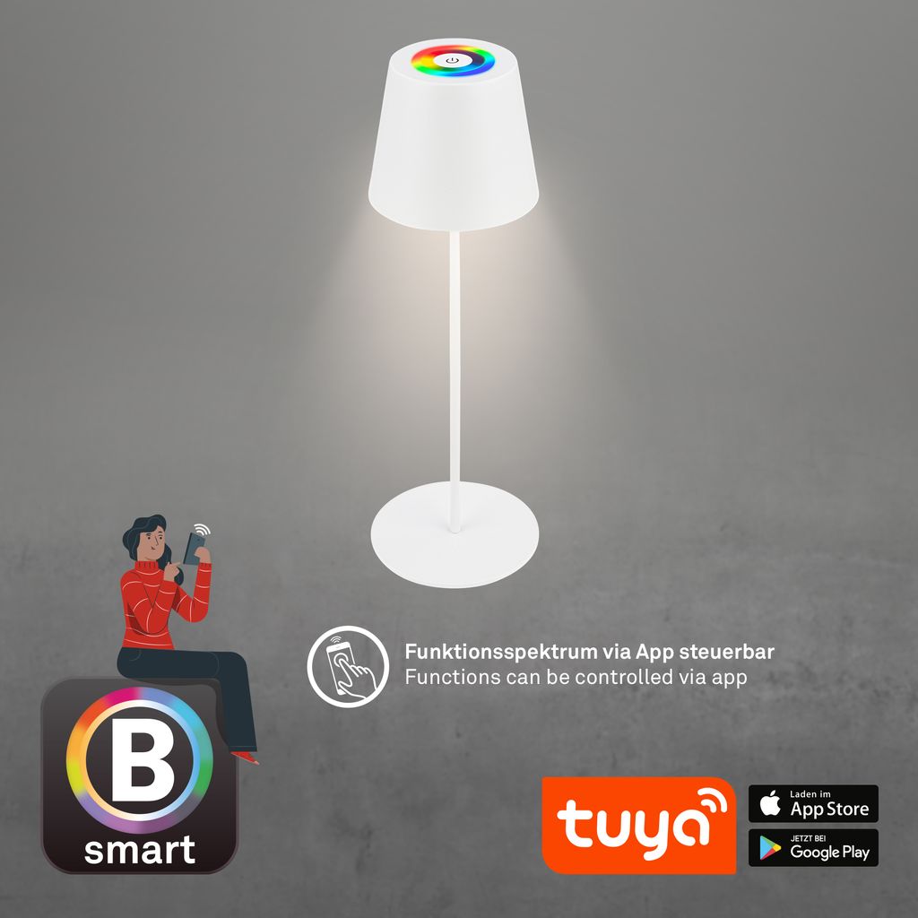 LED Tischlampe kabellos Tischleuchte Smart Appsteuerung Aussen/Innen Dimmbar 11