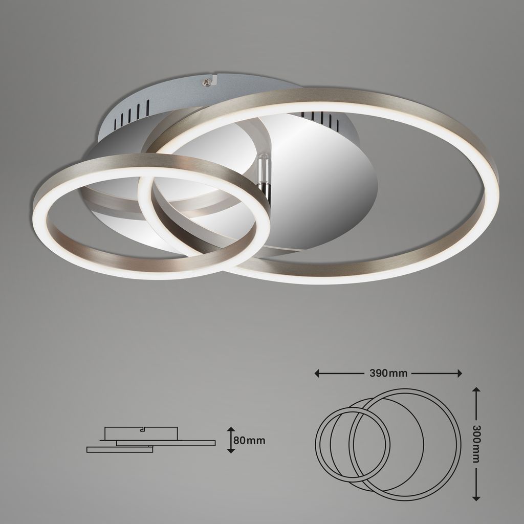 LED Deckenleuchte, 39 cm, 30 W, Alu-Chrom