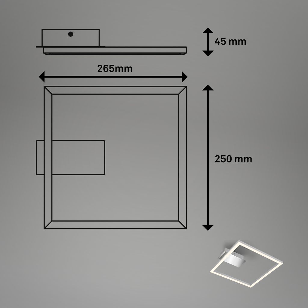 LED Deckenleuchte, 26,5 cm, 14W, 400lm, chrom-matt