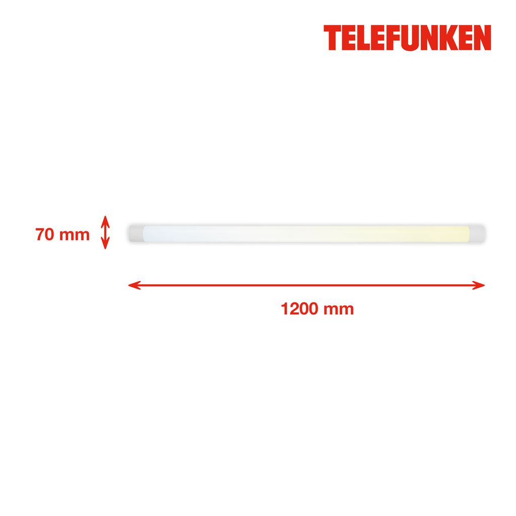Telefunken CCT Langfeldleuchte, 120 cm, 33 W, 3650 lm, Weiß