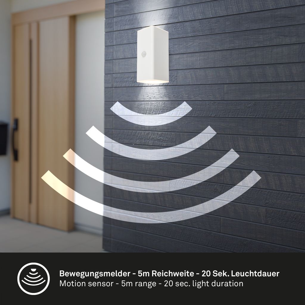 Briloner Kuni LED Wandleuchte Aussen, Bewegungsmelder, Dämmerungssensor, Akku