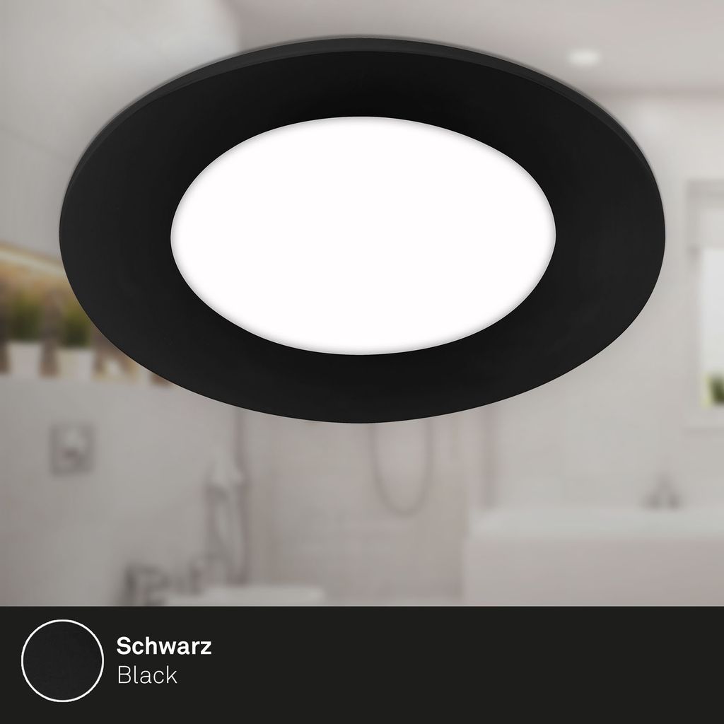 LED Inbouw Lichten 3 Set, Ø8,6 cm, 3x LED, 3 W, 350 LM, zwart
