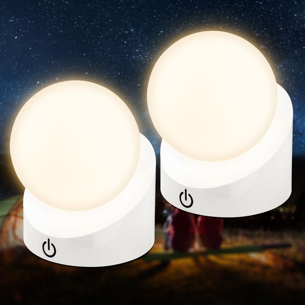Sora Mini LED Tischlampe kabellos IP54, Dimmbar, Touch, 2er Set, Weiß