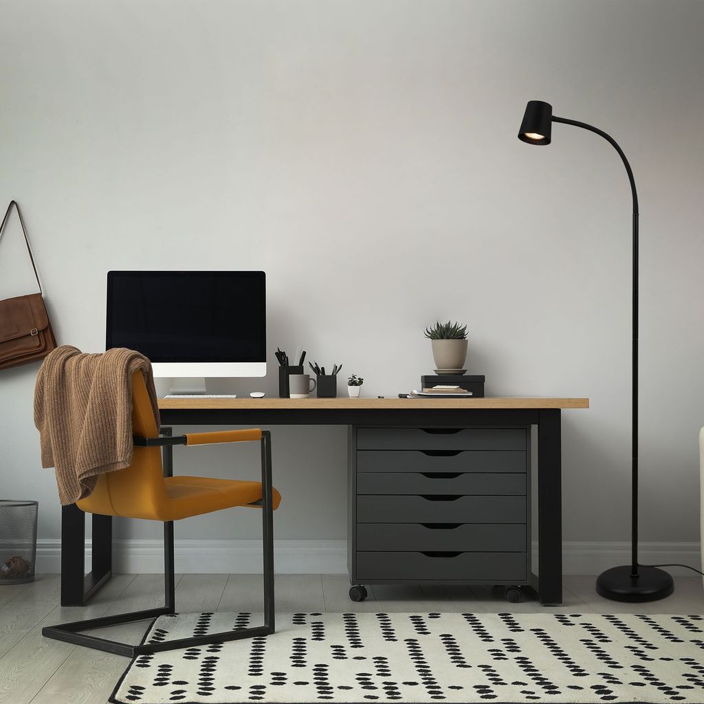 BRILONER Stehleuchte. mit Fußschalter. flexibler Lampenkopf. Stehlampe. 127.5 cm. 1x GU10. max. 9W. schwarz 2