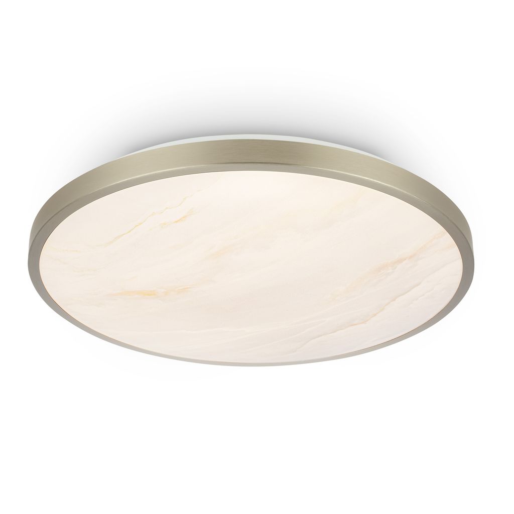 Briloner Competo Deckenleuchte Ø33 cm - 17,5W, 2400lm, LED, Warmweiß, Marmoroptik, Nickel-matt
