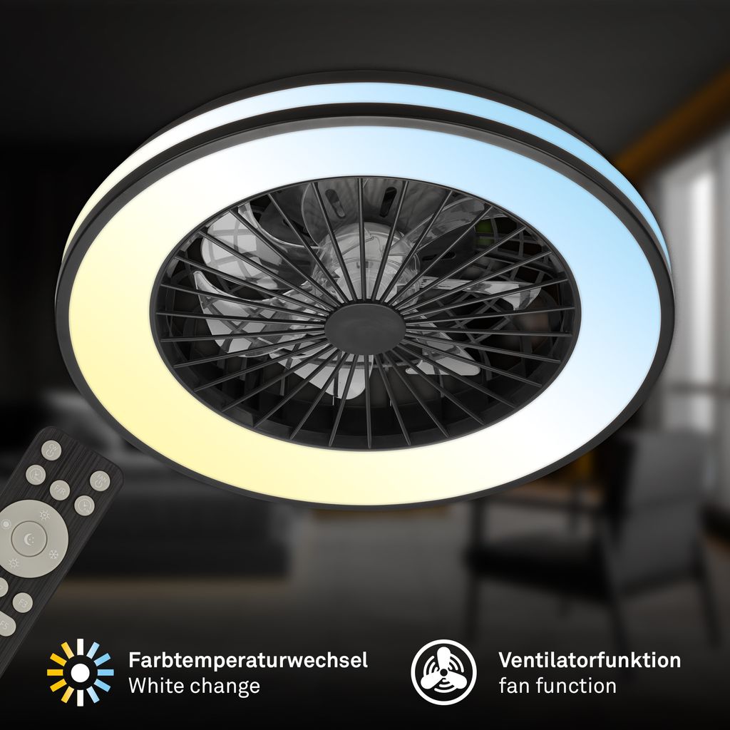 LED Deckenventilator Beleuchtung Deckenlampe Schlafzimmer Fernbedienung Dimmbar 1