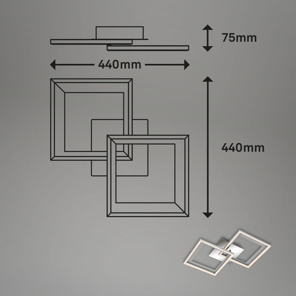 LED Deckenleuchte, 44 cm, LED-Platine, 22 W, 950 lm, alu-chrom