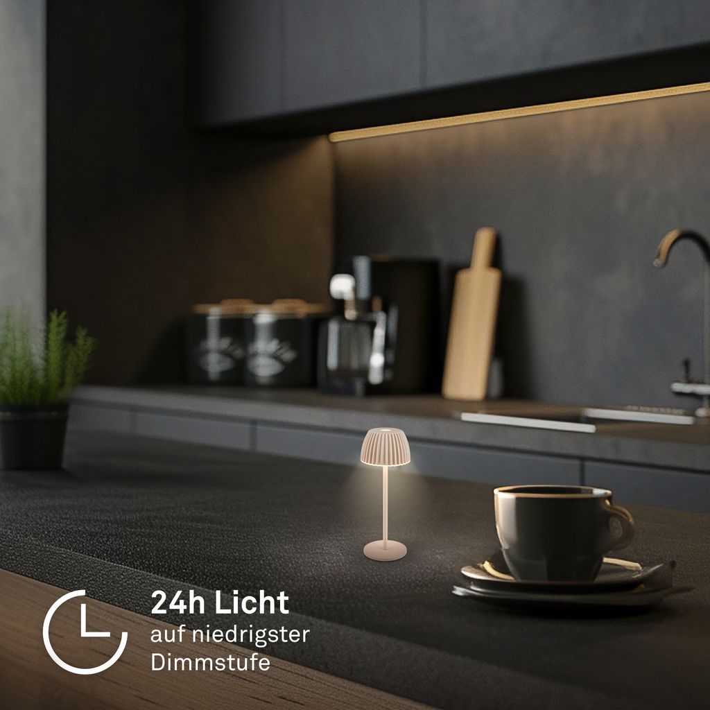 LED Tischlampe Akku LED Tischleuchte Dimmbar Kabellos Touch Aussen/Innen 15