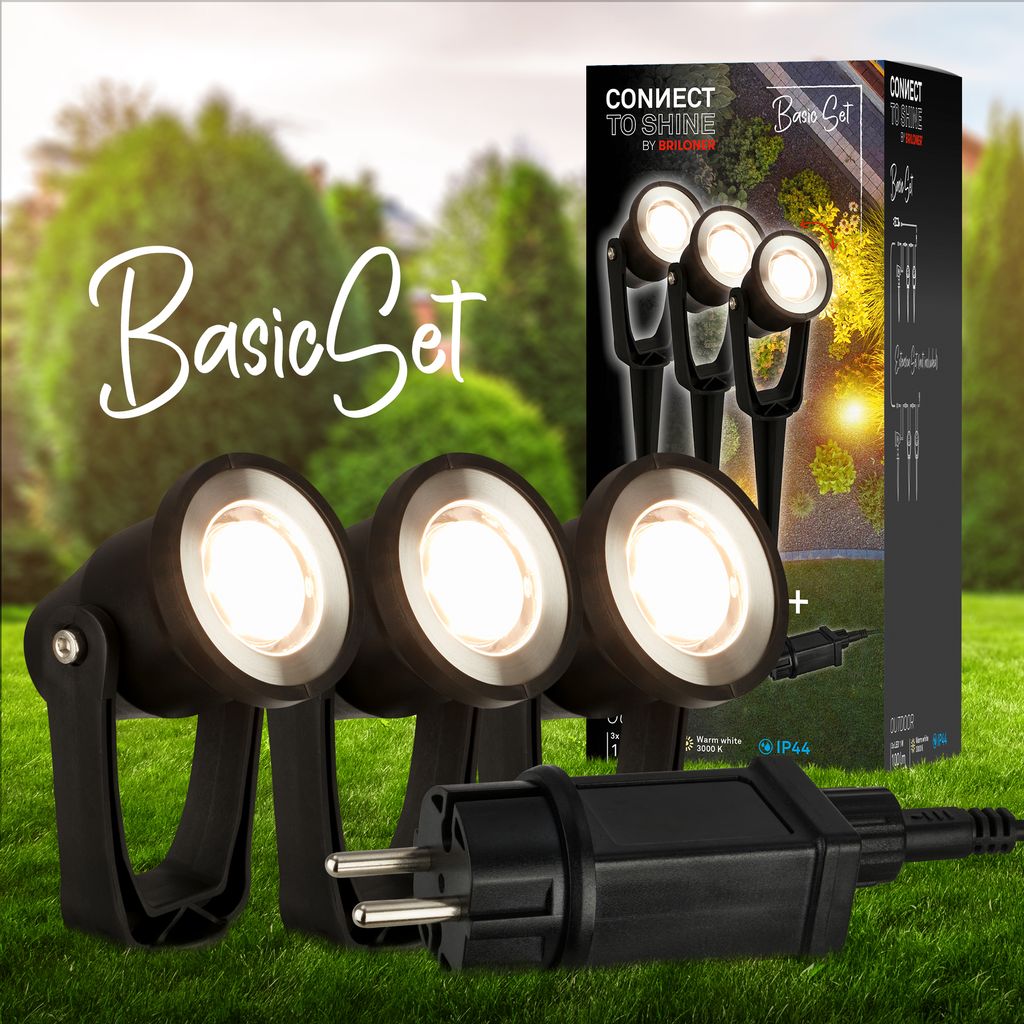 Starter-SET Lillis CONNECT TO SHINE, 3er Set Wegleuchten, IP65, schwarz