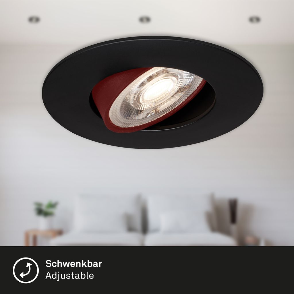 LED Einbauleuchte schwenkbar 3er-Set schwarz-matt 5W dimmbar IP23 Ø9cm Briloner 6