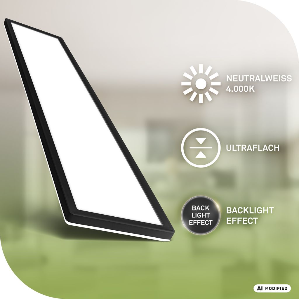 Tava A LED Deckenlampe 98cm, mit EEK A Lichtquelle*, Backlight, Schwarz