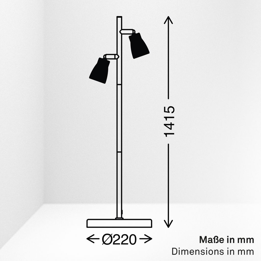 Riff Stehlampe 141,5 cm - Schwenkbar, Schalter, LED, Warmweiß, Warm Grey-Coffee