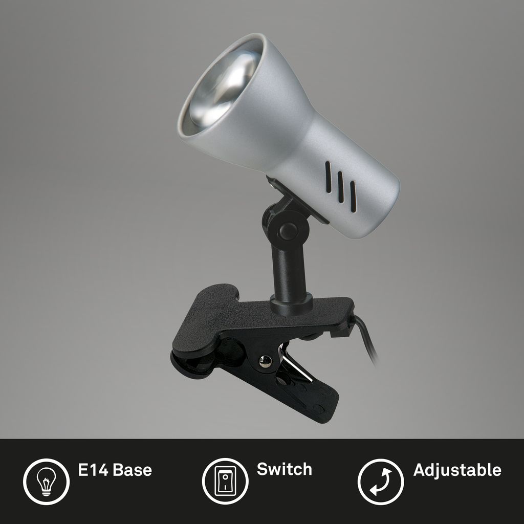 Klemmleuchte 11,5 cm 1x exkl E14 40W titan