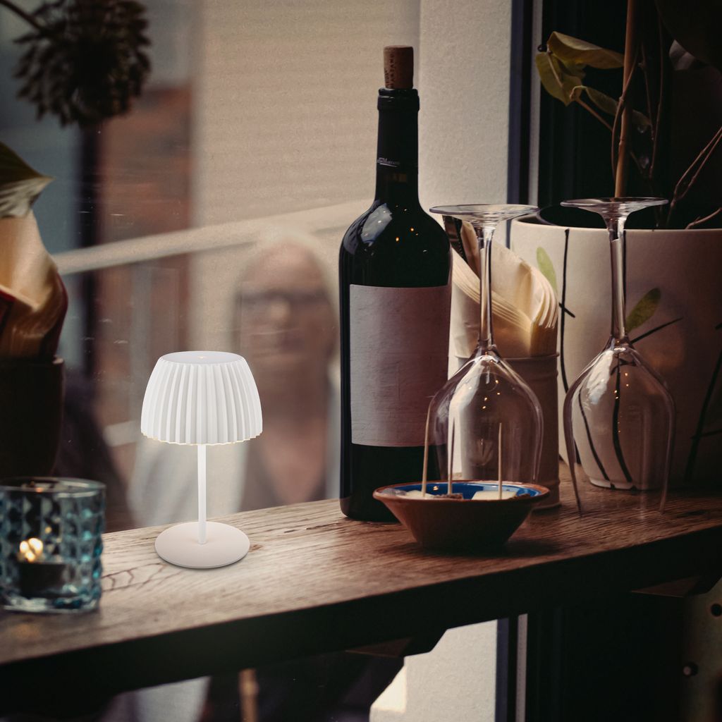 Riffle LED Tischlampe Akku Tischleuchte Höhenverstellbar Dimmbar Kabellos Weiß 11