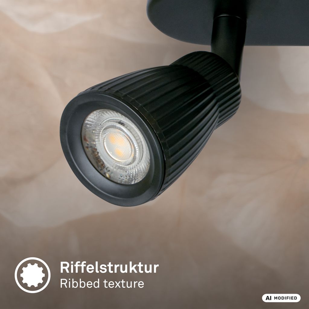 Riff Deckenstrahler 35 cm - 10,5W, 1200lm, LED, Schwenkbar, Schwarz