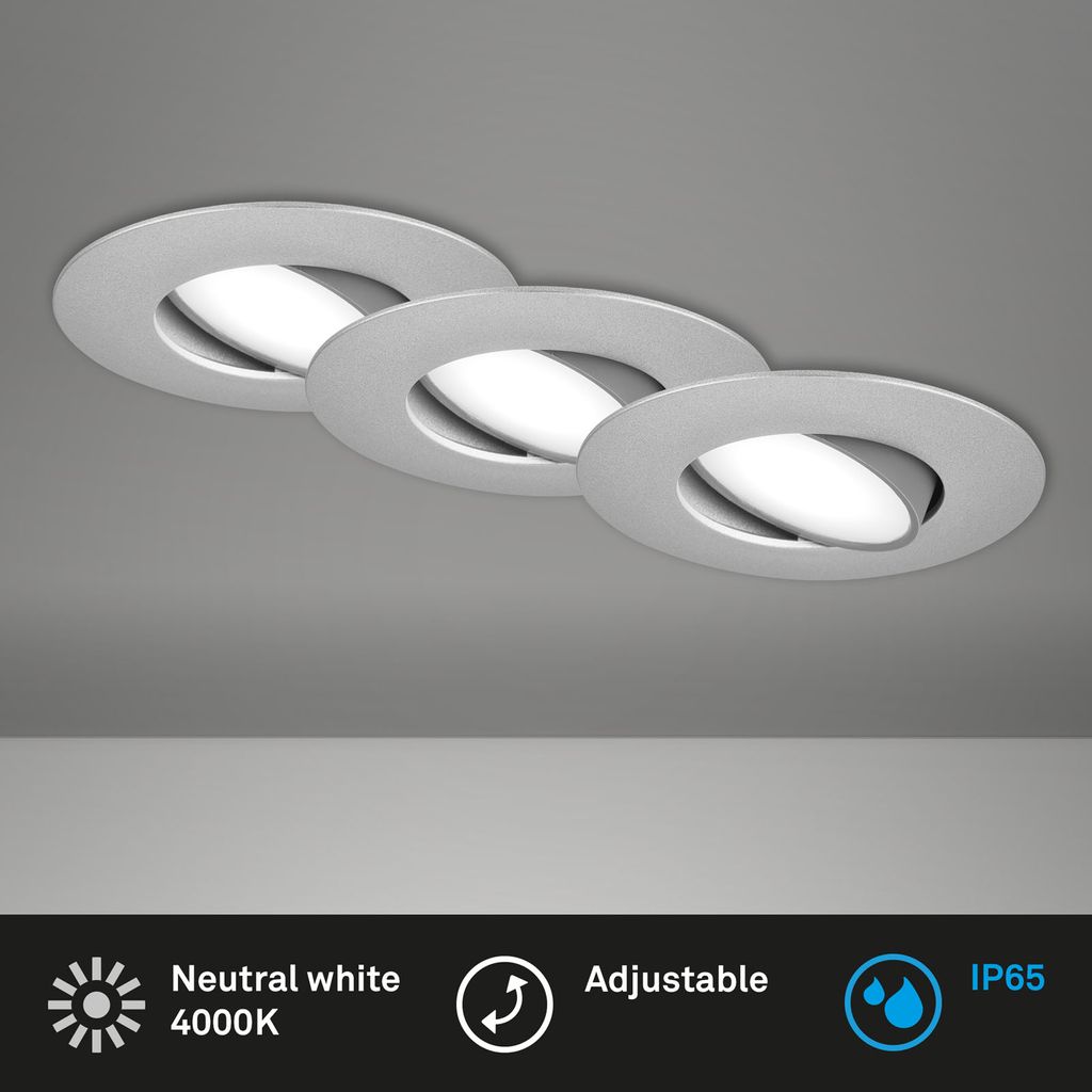 3 Set LED-verzamellamp, 9 cm, 3x 4,9 W, 480lm, Chrome-Matt