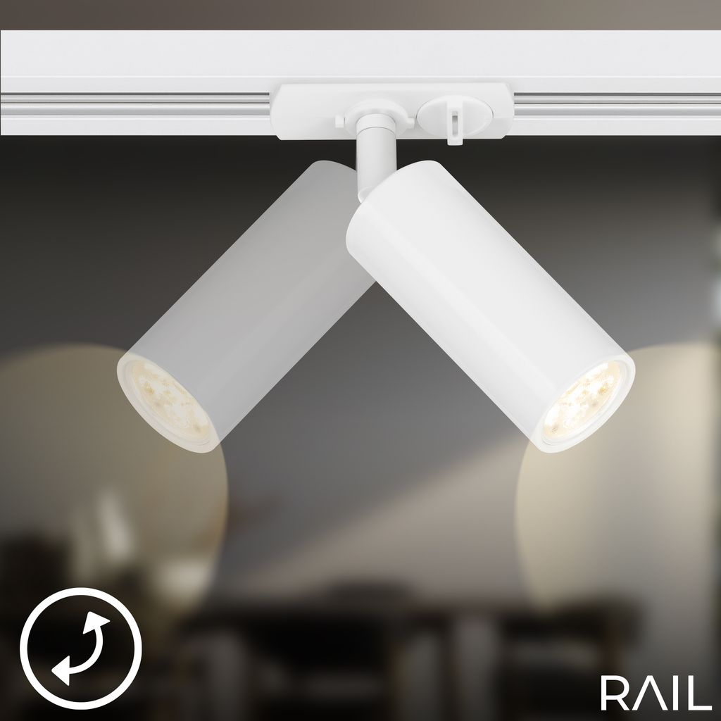 Briloner Rail Schienensystem. Dimmbar. Schwenkbar. Drehbar. Kombinierbar. Weiß. Ø4 x 10 cm 4