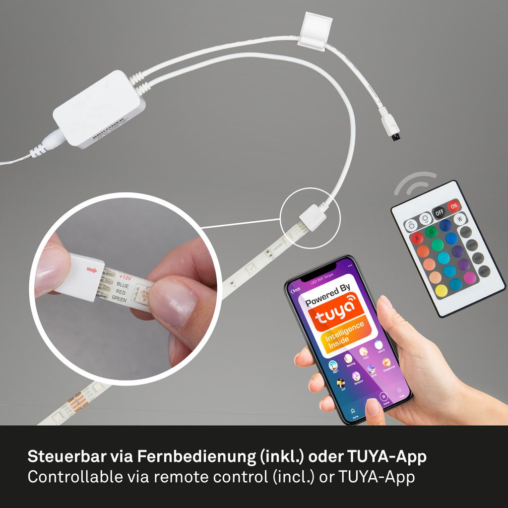 LED Band Smart WiFi 5 Meter RGB selbstklebend kürzbar weiß Kunststoff Briloner 9