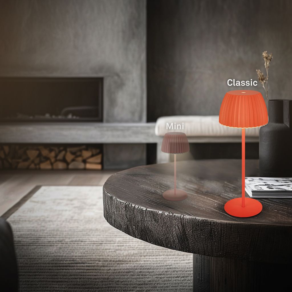 German Design Award Winner 2025 ✓ 2nd place Lamp of the Year ✓ LED table lamp cordless IP44 ✓ Stepless touch dimmer ✓ Elegant light edge ✓ Height-adjustable ✓ 14.5x36.5 cm (DxH)