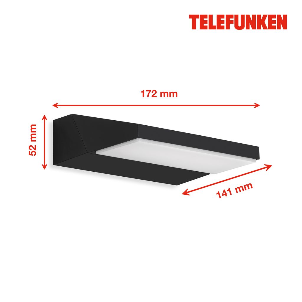 TELEFUNKEN LED Außenleuchte 17,2 cm 10W 1200lm schwarz